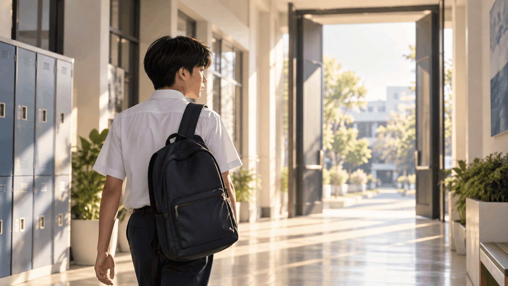 Siswa melangkah mantap di lorong sekolah menuju gerbang masa depan