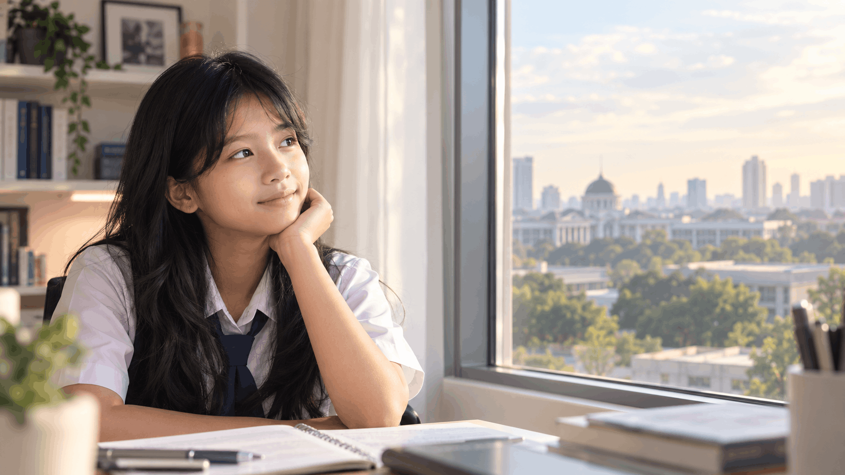 Siswi SMA berefleksi menatap masa depan dan universitas impian